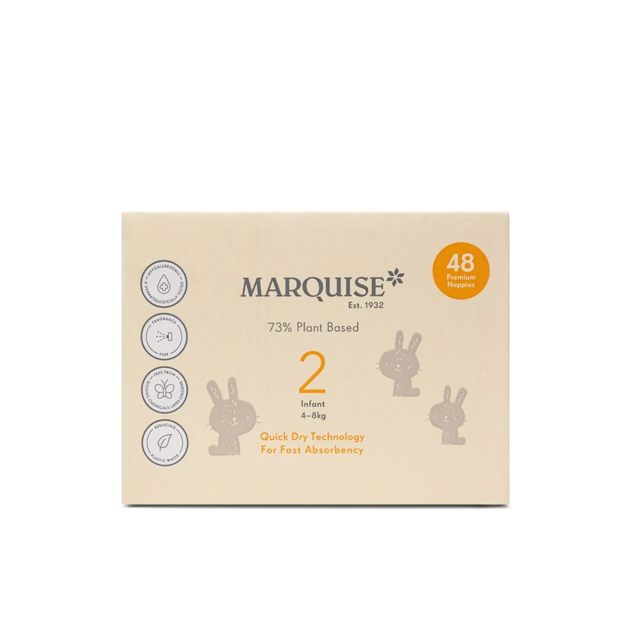 Marquise Nappies Hypoallergenic Infant Nappies Size 2 (4-8Kg)